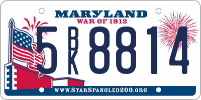 MD license plate 5BK8814