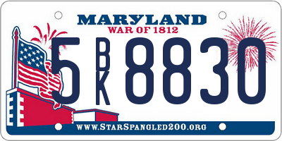 MD license plate 5BK8830