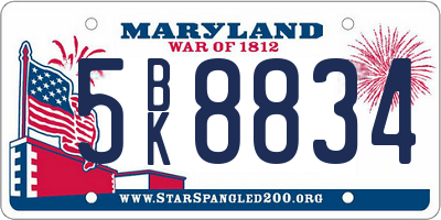 MD license plate 5BK8834