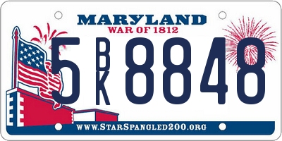 MD license plate 5BK8848