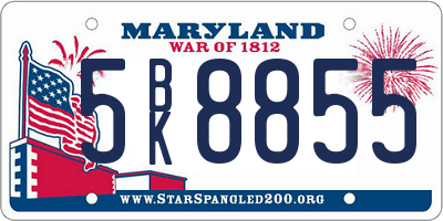 MD license plate 5BK8855