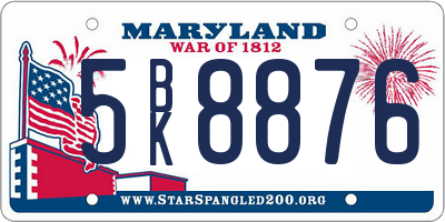 MD license plate 5BK8876
