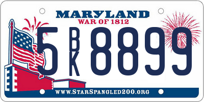 MD license plate 5BK8899
