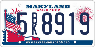 MD license plate 5BK8919
