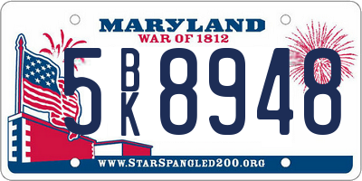 MD license plate 5BK8948