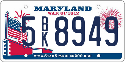 MD license plate 5BK8949