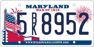 MD license plate 5BK8952