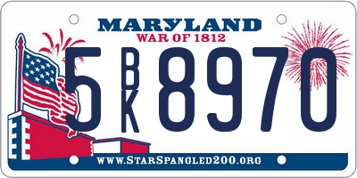 MD license plate 5BK8970