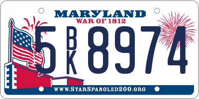 MD license plate 5BK8974
