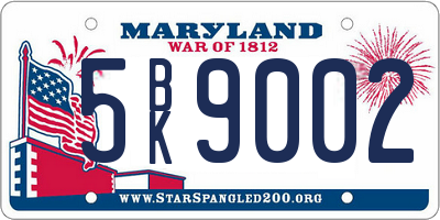 MD license plate 5BK9002