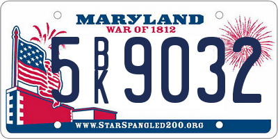 MD license plate 5BK9032