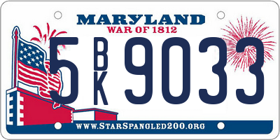 MD license plate 5BK9033