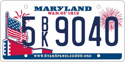 MD license plate 5BK9040