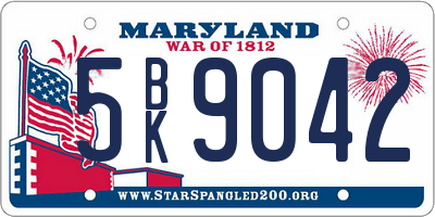 MD license plate 5BK9042