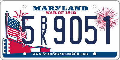 MD license plate 5BK9051
