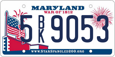 MD license plate 5BK9053