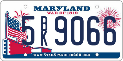 MD license plate 5BK9066