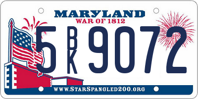 MD license plate 5BK9072