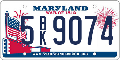 MD license plate 5BK9074
