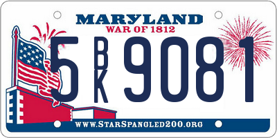 MD license plate 5BK9081