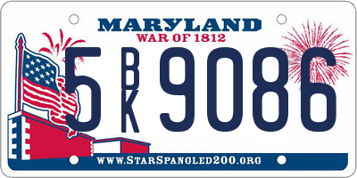 MD license plate 5BK9086