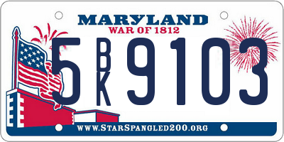 MD license plate 5BK9103