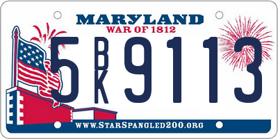 MD license plate 5BK9113