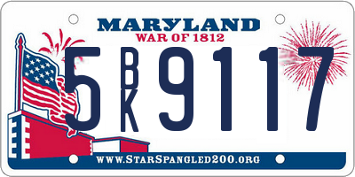 MD license plate 5BK9117