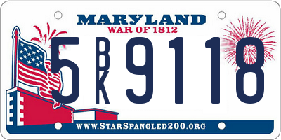 MD license plate 5BK9118