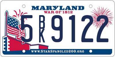 MD license plate 5BK9122