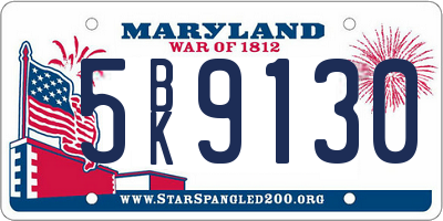 MD license plate 5BK9130