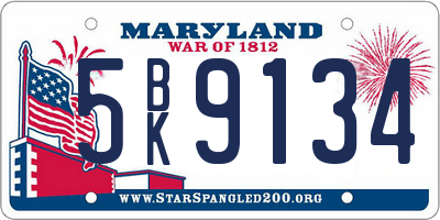 MD license plate 5BK9134