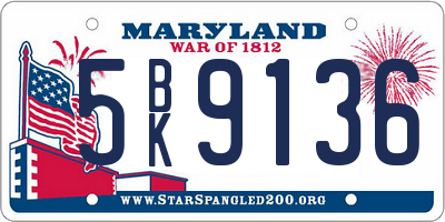MD license plate 5BK9136