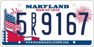 MD license plate 5BK9167