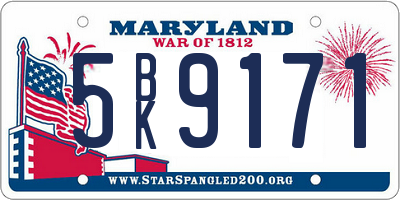 MD license plate 5BK9171
