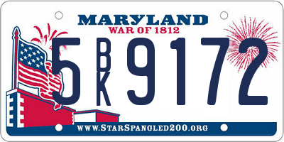 MD license plate 5BK9172