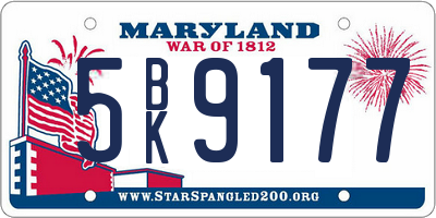 MD license plate 5BK9177