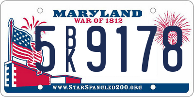 MD license plate 5BK9178