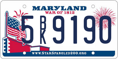 MD license plate 5BK9190