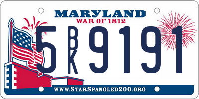 MD license plate 5BK9191