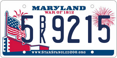 MD license plate 5BK9215