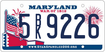 MD license plate 5BK9226