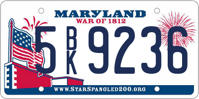 MD license plate 5BK9236