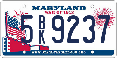 MD license plate 5BK9237