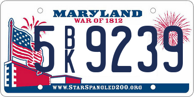 MD license plate 5BK9239