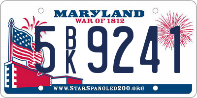 MD license plate 5BK9241
