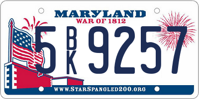 MD license plate 5BK9257