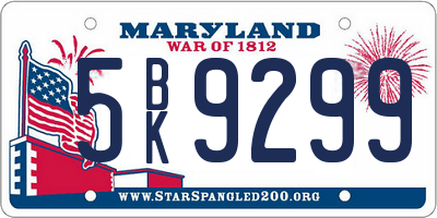 MD license plate 5BK9299