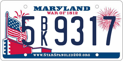 MD license plate 5BK9317