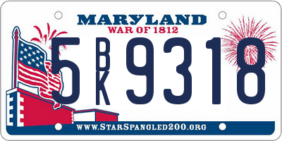 MD license plate 5BK9318